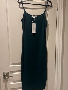 Amisu Teal Slip Midi Dress